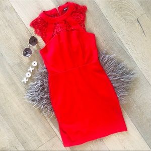 Express Red Lace Mini Dress Valentines day